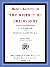 Hegel's Lectures on the History of Philosophy: Volume 3